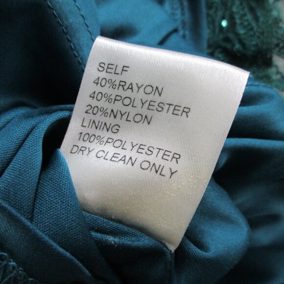 Tadashi Shoji Dress Womens 16 Cerulean Green Vivar Handkerchief Hem V Neck Midi - Picture 8 of 12